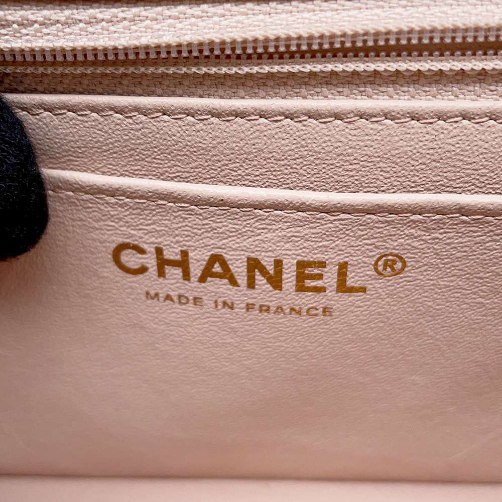 CHANEL Mini Materasse Chain Shoulder Pink/Black A69900 Lambskin