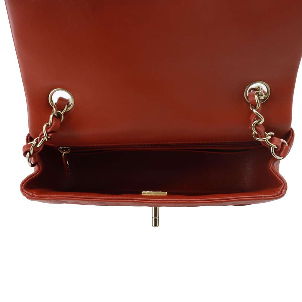 CHANEL Mini Materasse Chain Shoulder Red A69900 Lambskin