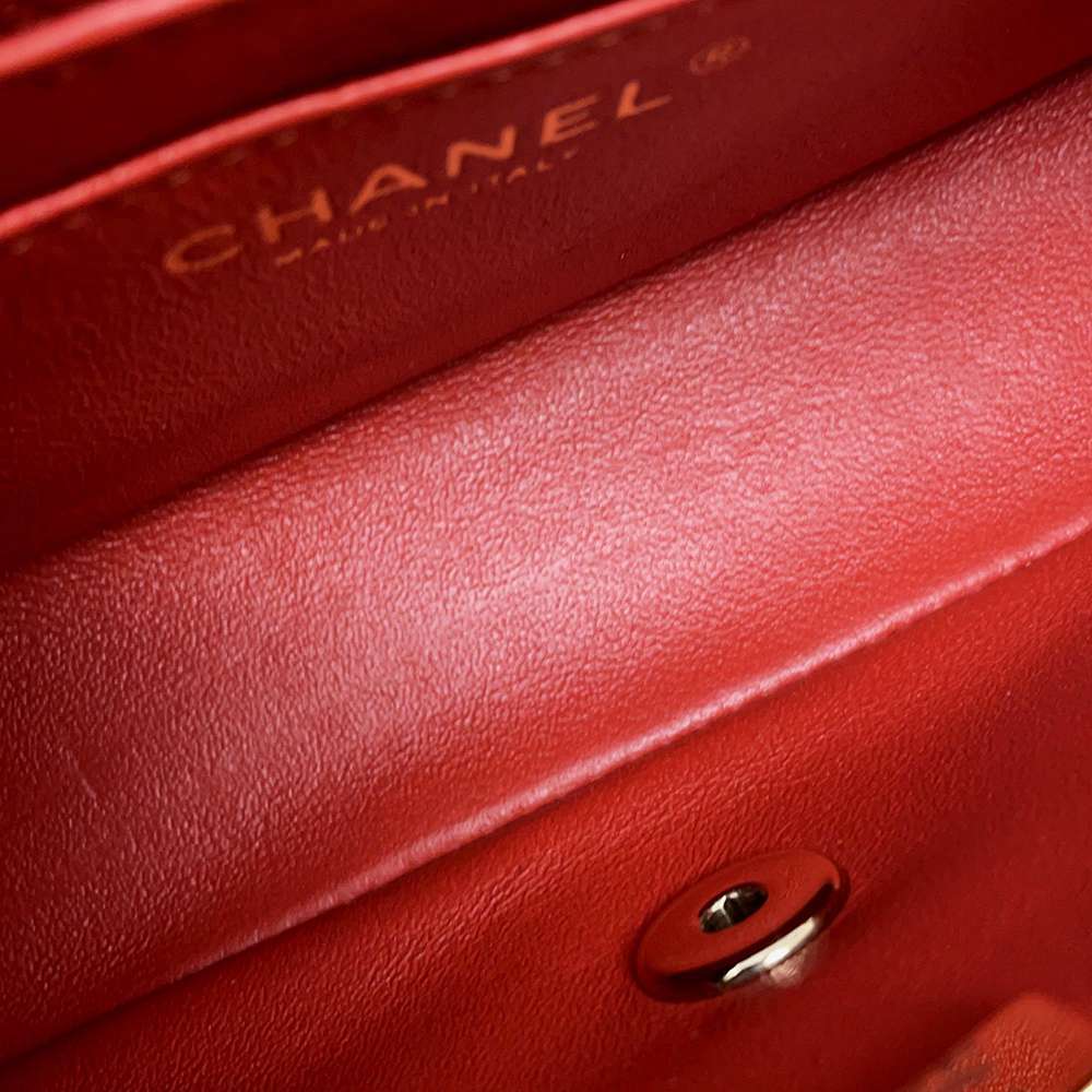 CHANEL Mini Materasse Chain Shoulder Red A69900 Lambskin