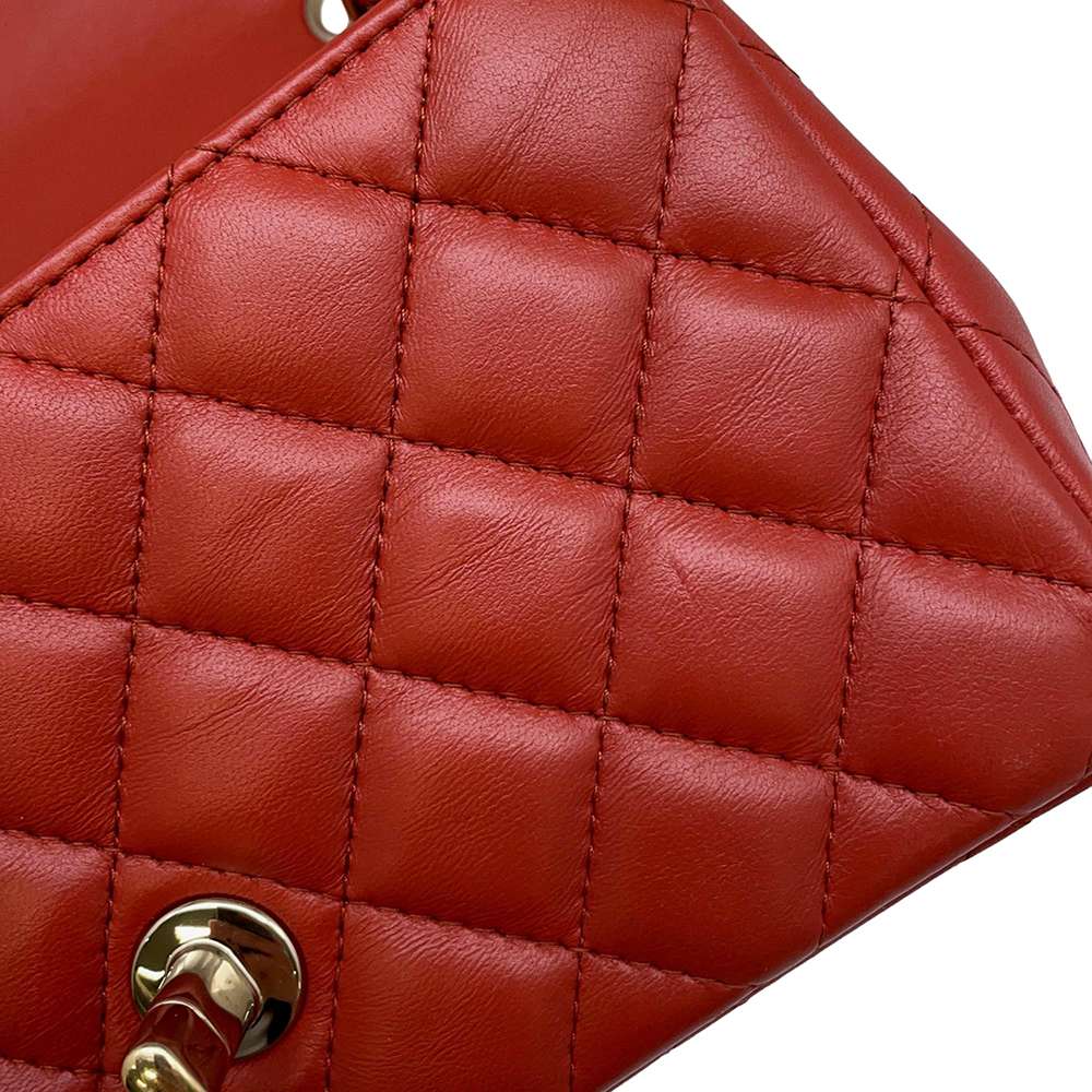 CHANEL Mini Materasse Chain Shoulder Red A69900 Lambskin