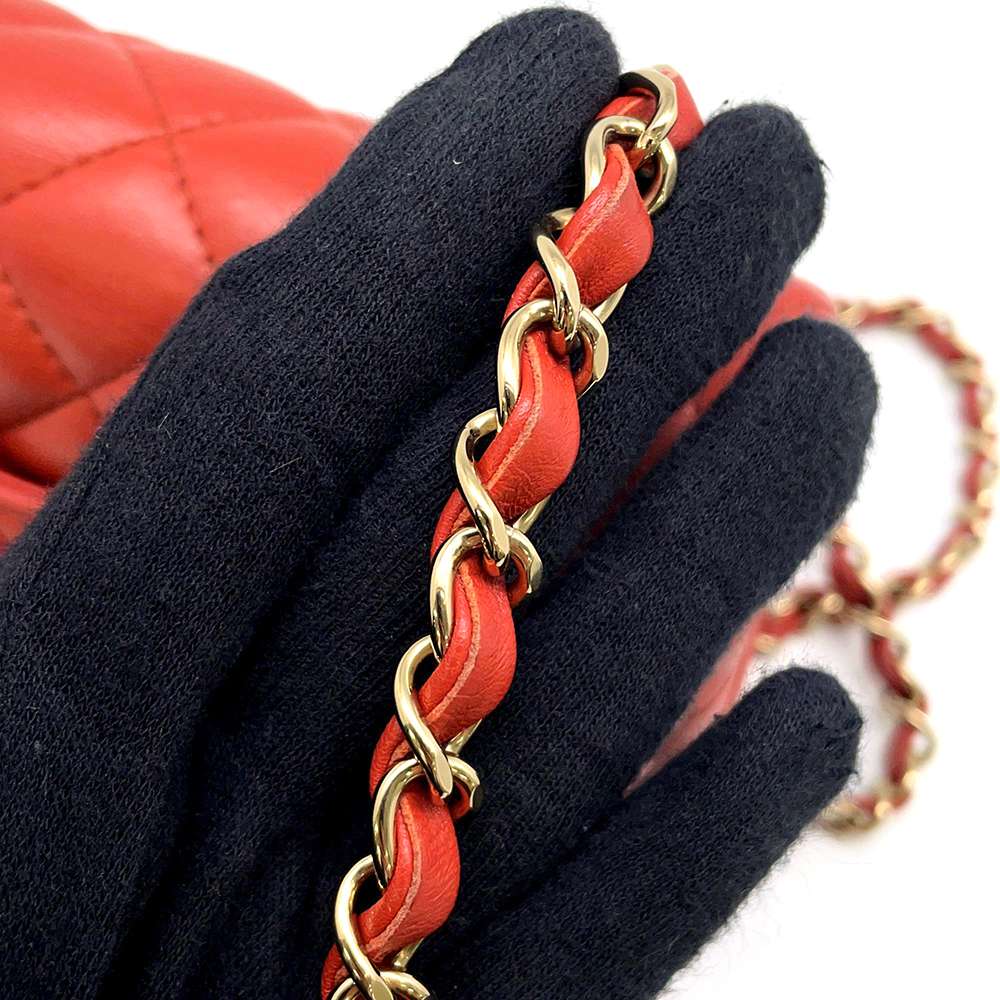 CHANEL Mini Materasse Chain Shoulder Red A69900 Lambskin