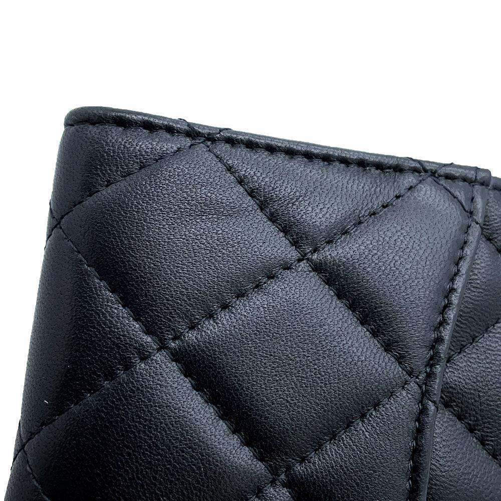 CHANEL Matelasse Pearl Chain Wallet Black AP2583 Lambskin