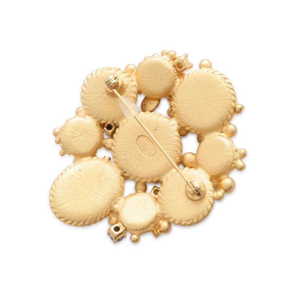 CHANEL CC Logo Color Stone Brooch Gold/Black/Red Metal