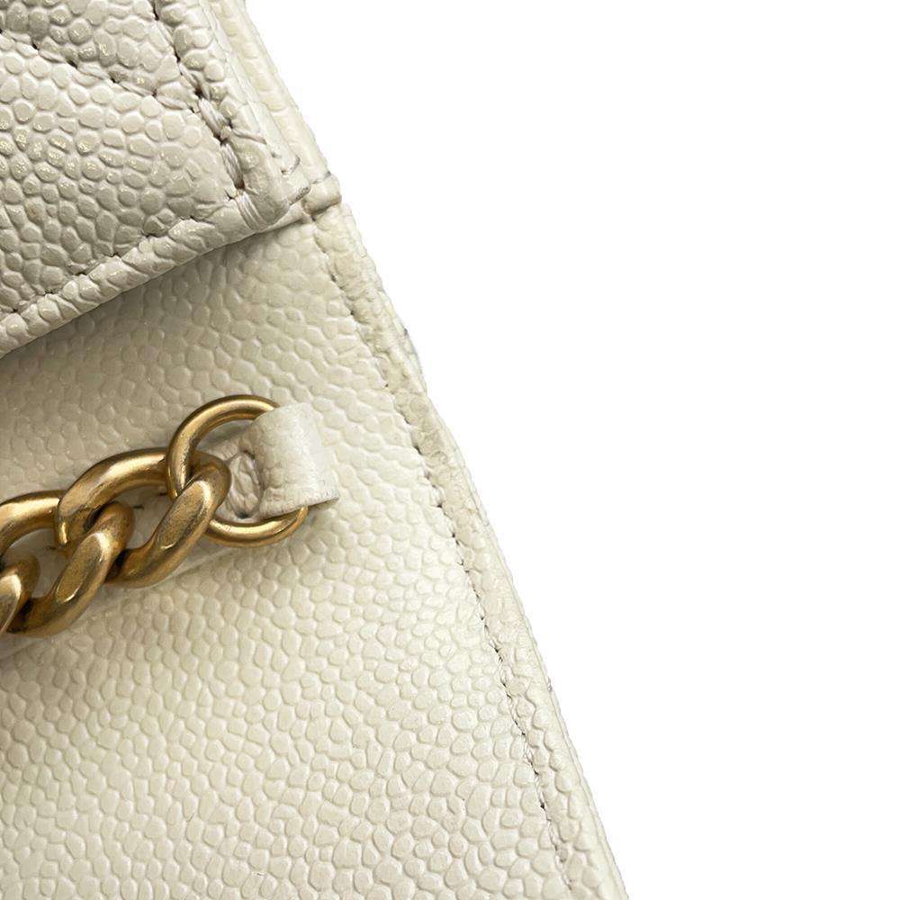 CHANEL Mini Materasse Chain Shoulder White AP2629 Caviar Leather