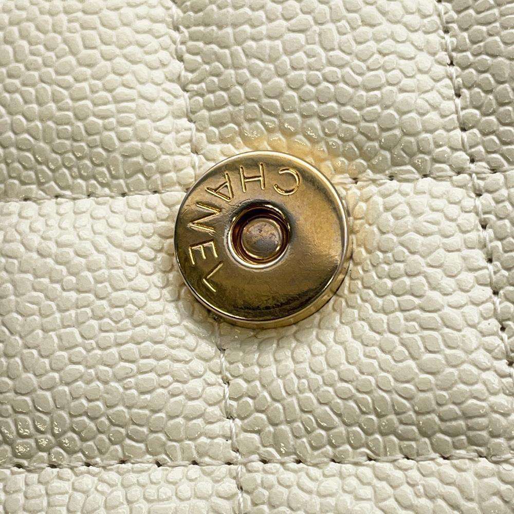 CHANEL Mini Materasse Chain Shoulder White AP2629 Caviar Leather
