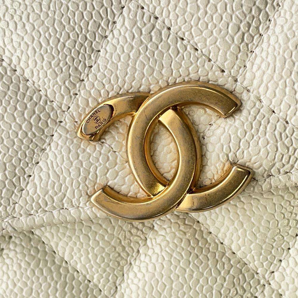 CHANEL Mini Materasse Chain Shoulder White AP2629 Caviar Leather