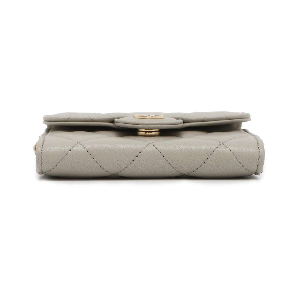 CHANEL Compact Chain wallet Gray AP0238 Lambskin