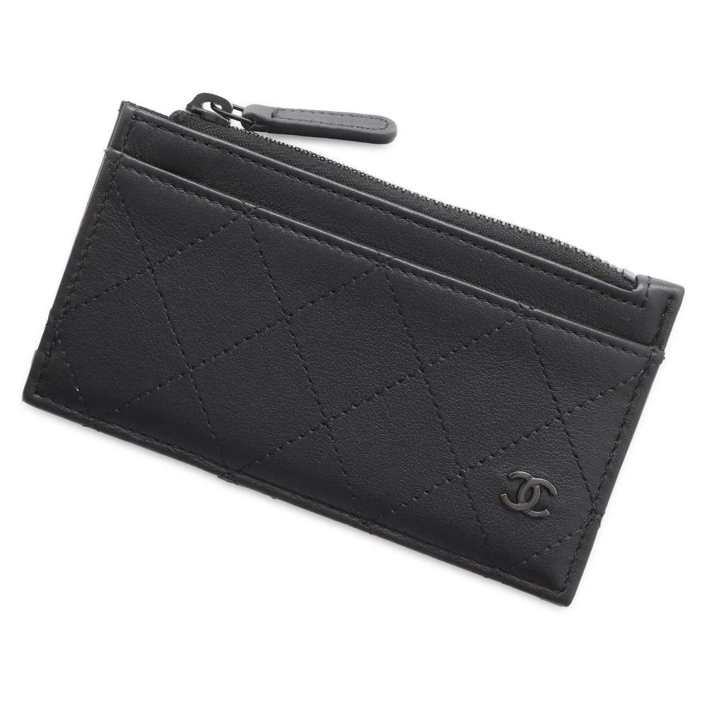 CHANEL Fragment Classic Card Case Black AP3823 Grained CalfLeather