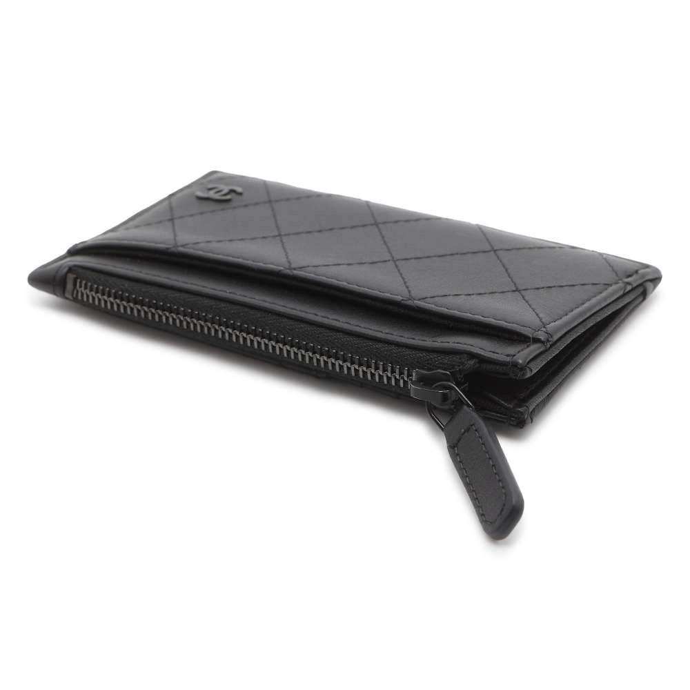CHANEL Fragment Classic Card Case Black AP3823 Grained CalfLeather
