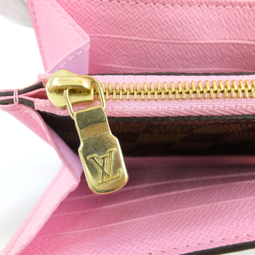 Louis Vuitton Portefolio Sarah NM Long Wallet N40722 Vivian Damielaine Brown Pink Background G Wallet Long Wallet