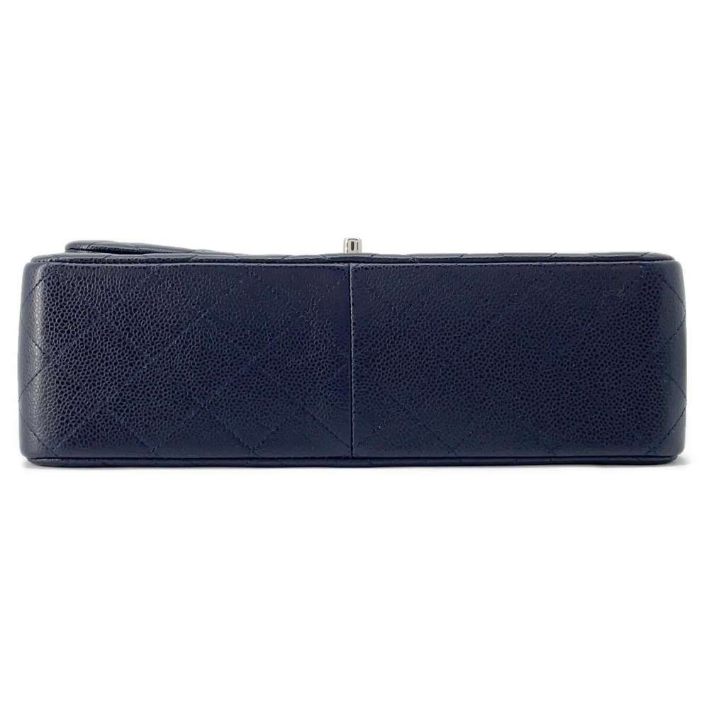 CHANEL Matelasse W Flap ChainShoulder Bag Navy A58600 Caviar Leather Size 30