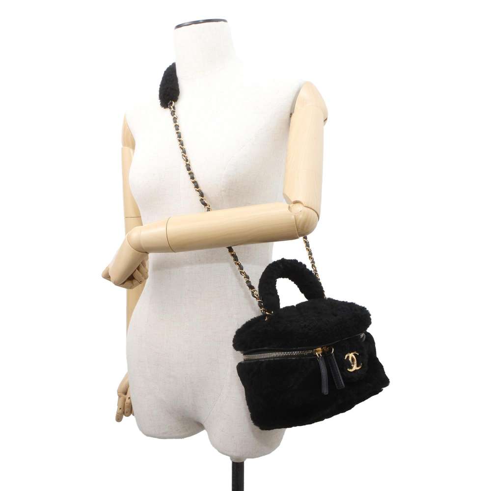 CHANEL Chain Vanity Black AS3357 Shearling