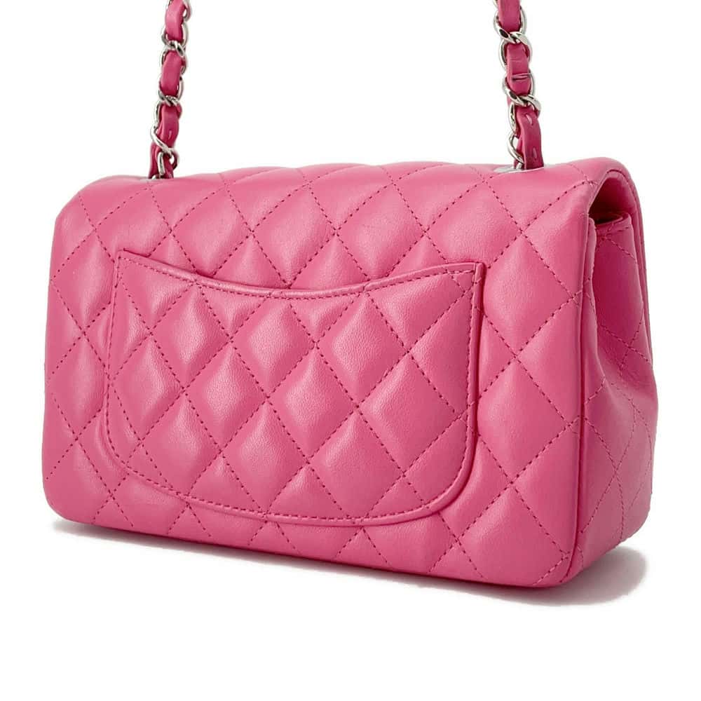 CHANEL Mini Matelasse Chain Shoulder Bag Pink A69900 Lambskin Size 20