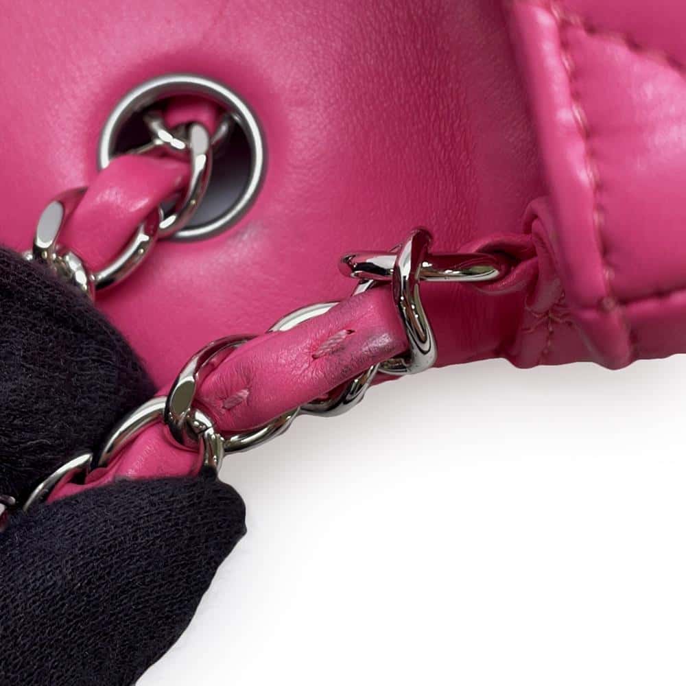 CHANEL Mini Matelasse Chain Shoulder Bag Pink A69900 Lambskin Size 20