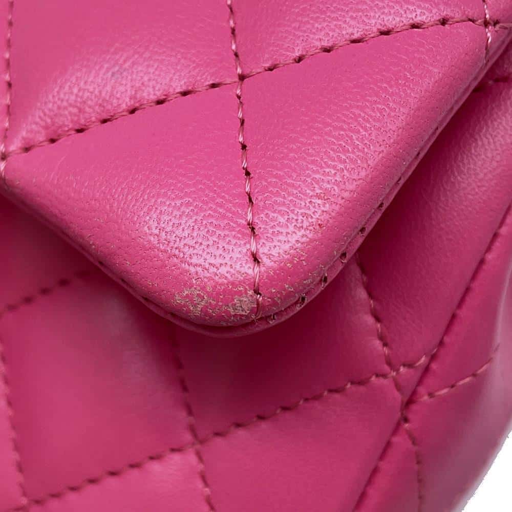 CHANEL Mini Matelasse Chain Shoulder Bag Pink A69900 Lambskin Size 20