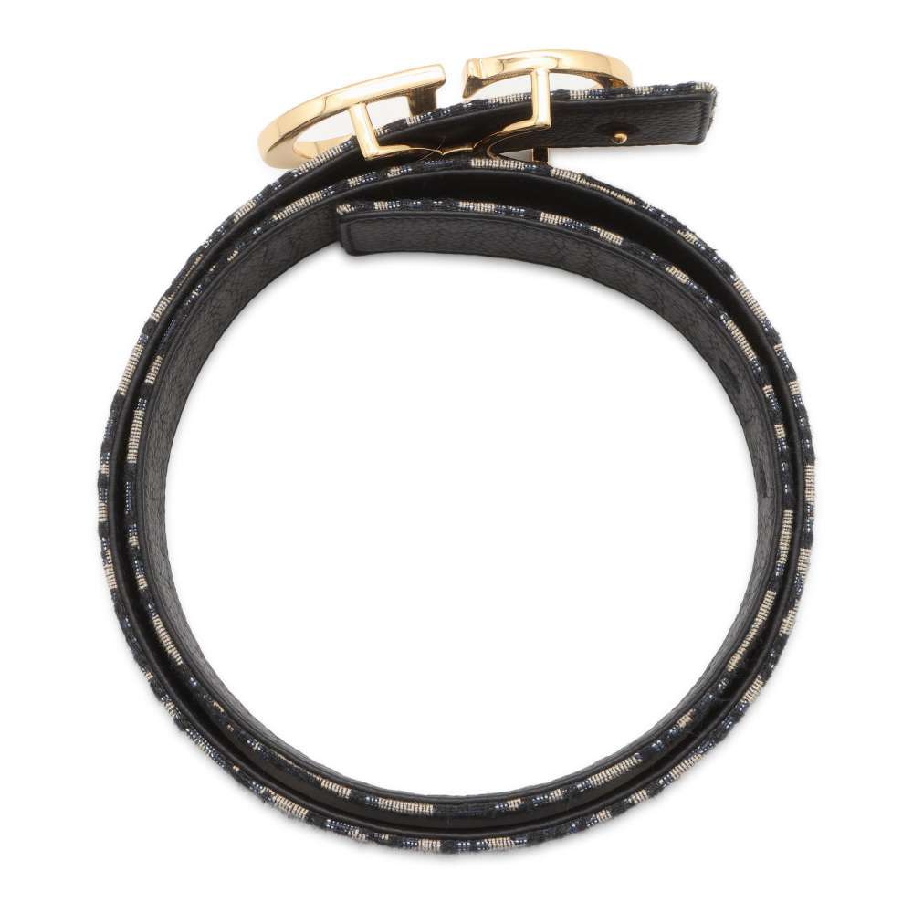 Dior Oblique Belt Navy Canvas Leather