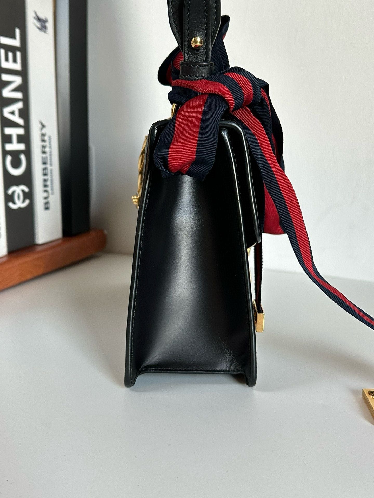 Gucci | Bags | Gucci Black Leather Small Web Sylvie Shoulder Bag #D