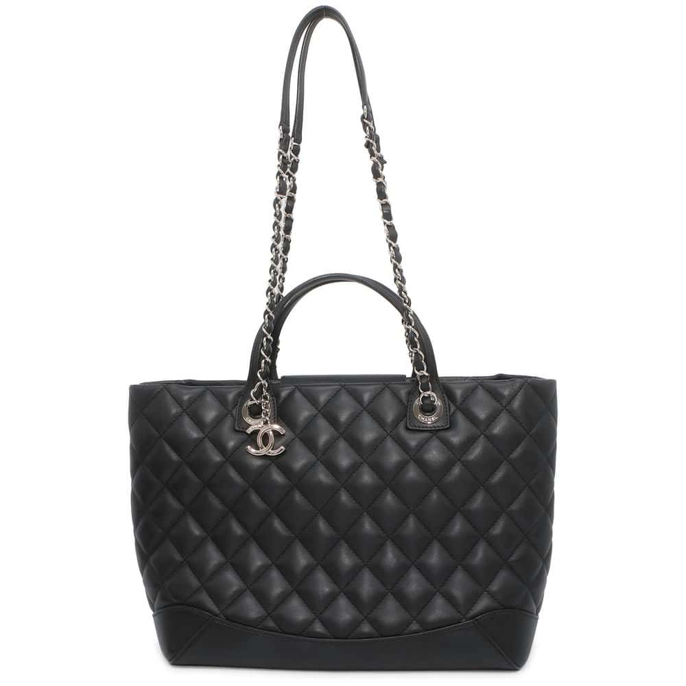 CHANEL Matelasse Chain Tote Bag Black Leather