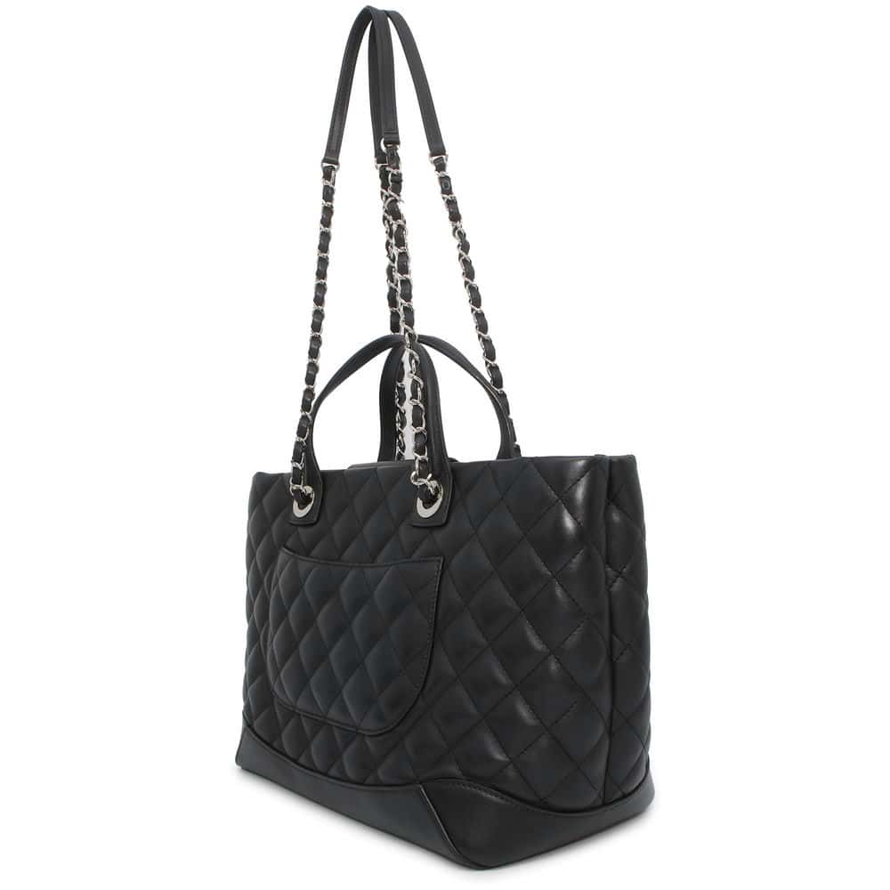 CHANEL Matelasse Chain Tote Bag Black Leather