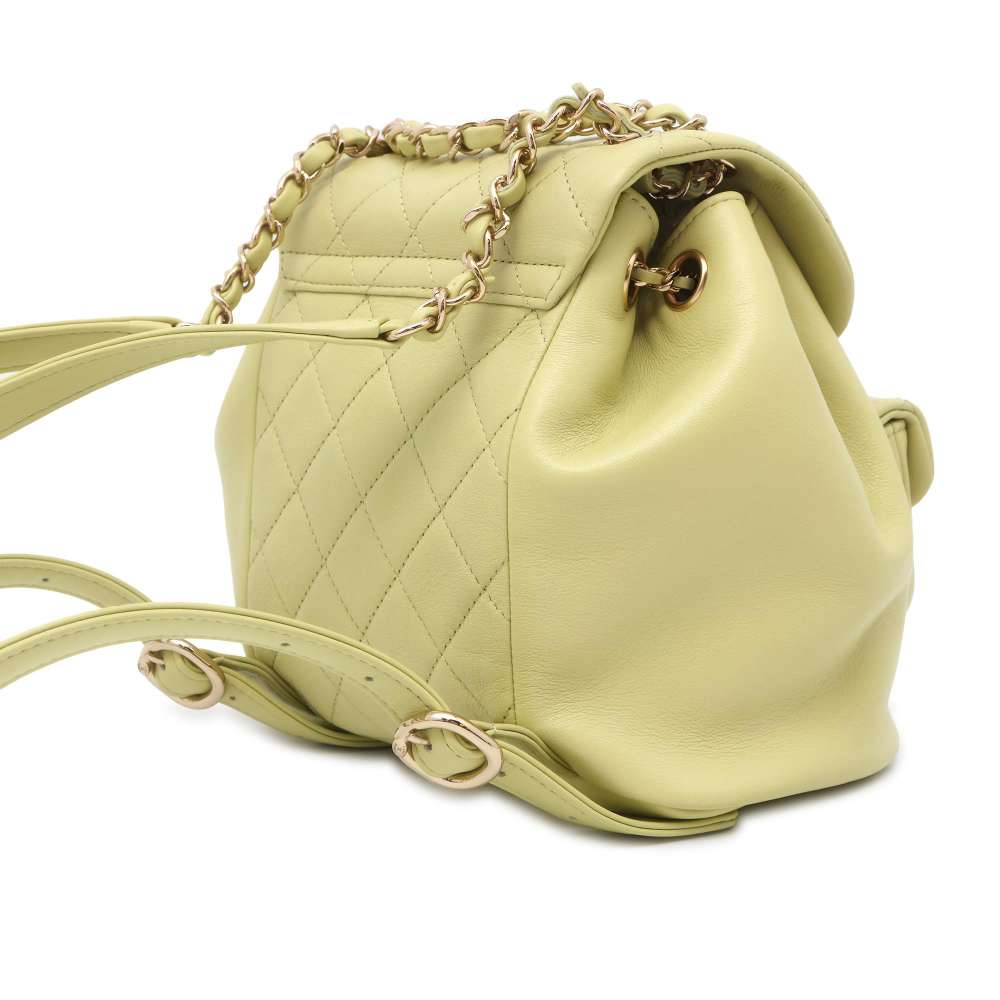 CHANEL Matelasse CC Logo Backpack Light Green AS2908 Lambskin