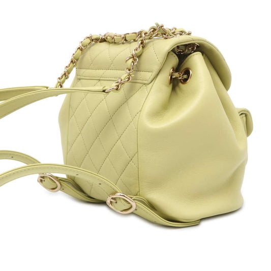 CHANEL Matelasse CC Logo Backpack Light Green AS2908 Lambskin