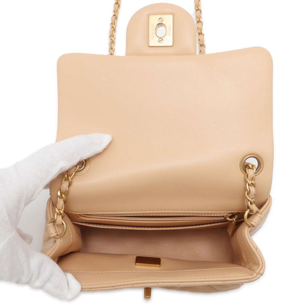 CHANEL Mini Matelasse Coco Ball ChainShoulder Beige AS1786 Lambskin Size Mini