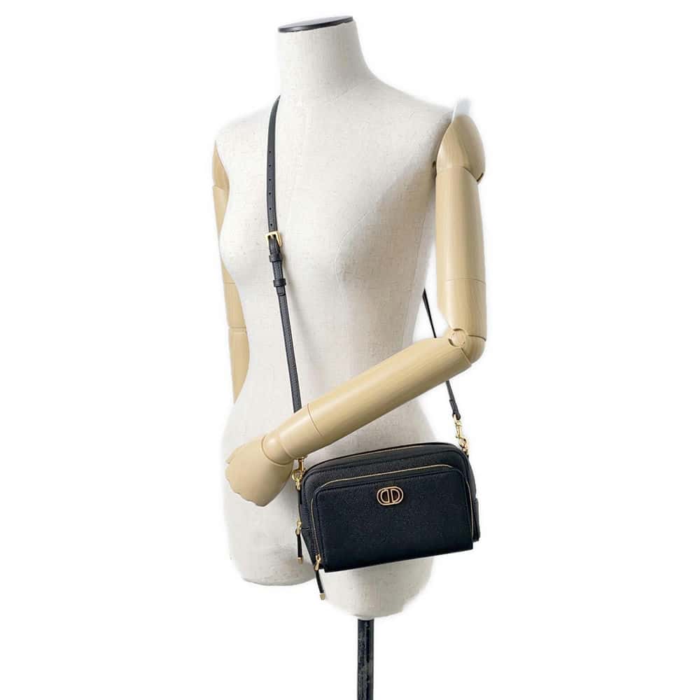 Dior Karo Double Pouch Shoulder Bag Black S7431UBAE Leather