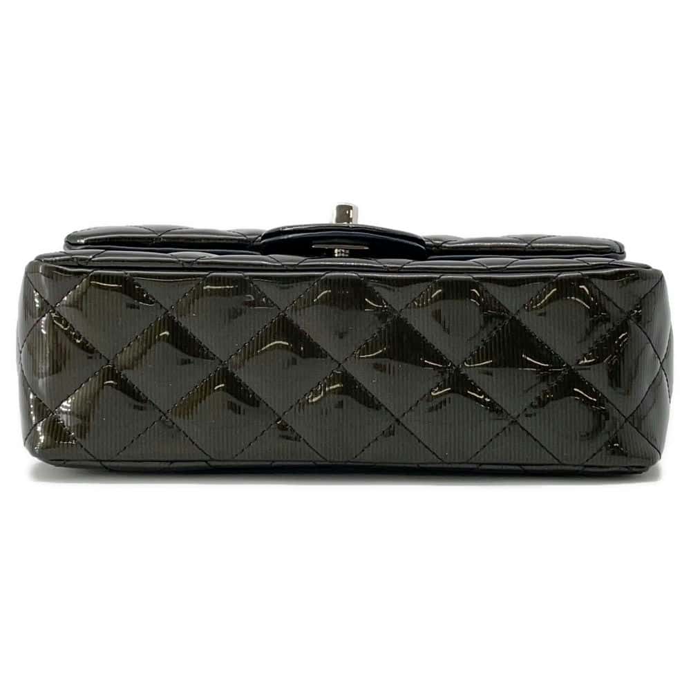 CHANEL Matelasse Single Flap ChainShoulder Bag Khaki A69900 Patent Leather Size 20