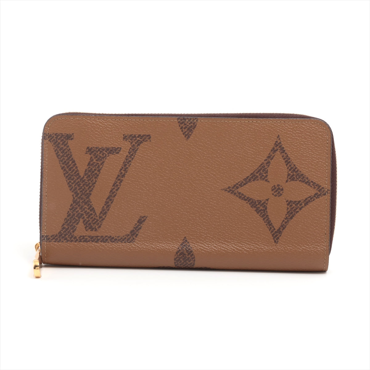 Louis Vuitton Giant Monogram Reversee Zippy Wallet M69353 Camel X Black Round Zipper Wallet