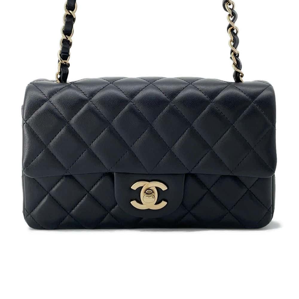 CHANEL Mini Matelasse Chain Shoulder Bag Black A69900 Lambskin Size Mini