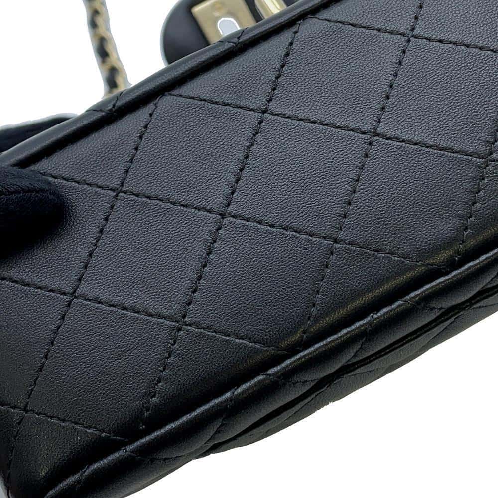 CHANEL Mini Matelasse Chain Shoulder Bag Black A69900 Lambskin Size Mini
