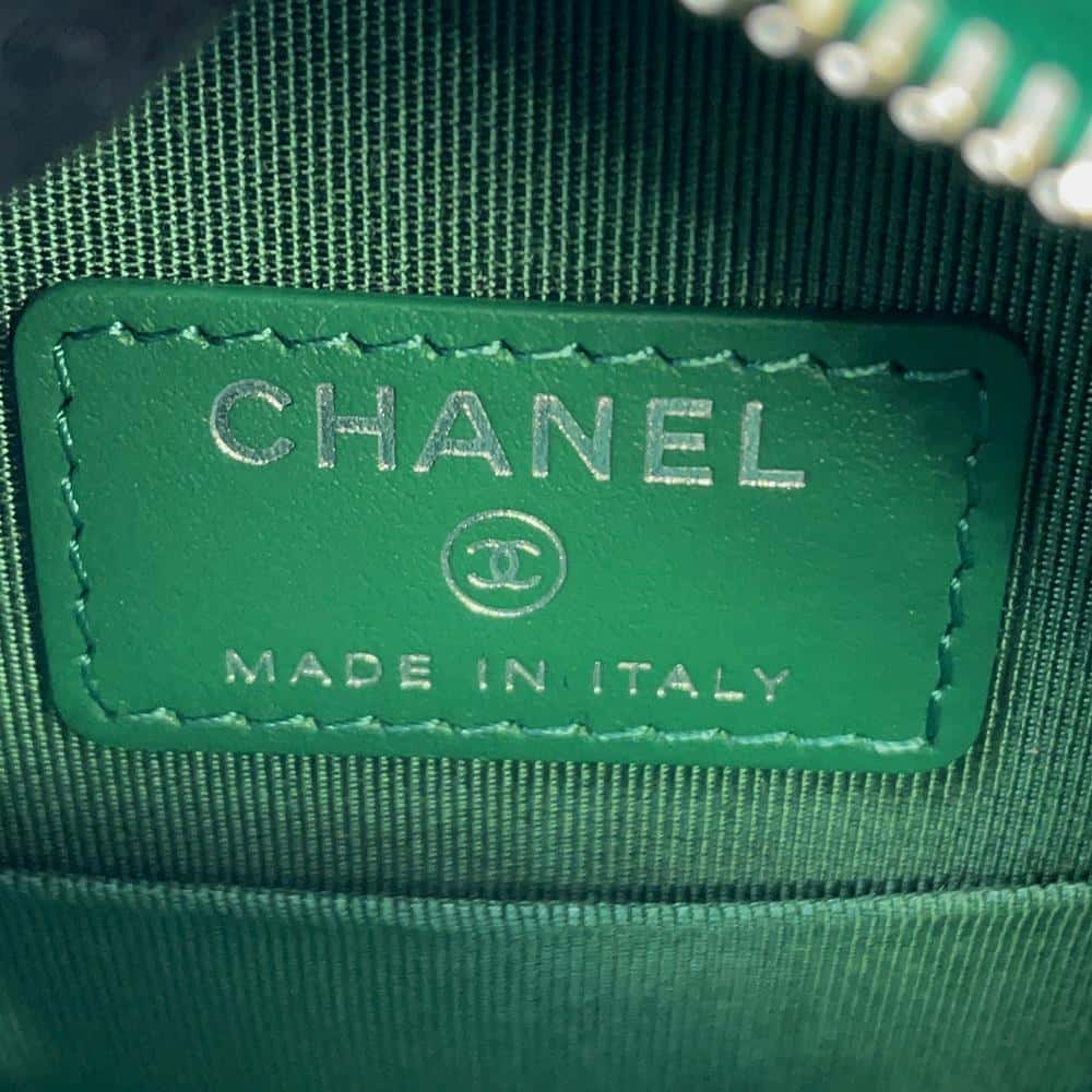 CHANEL Round Chain Shoulder Bag Green A70657 Caviar Leather