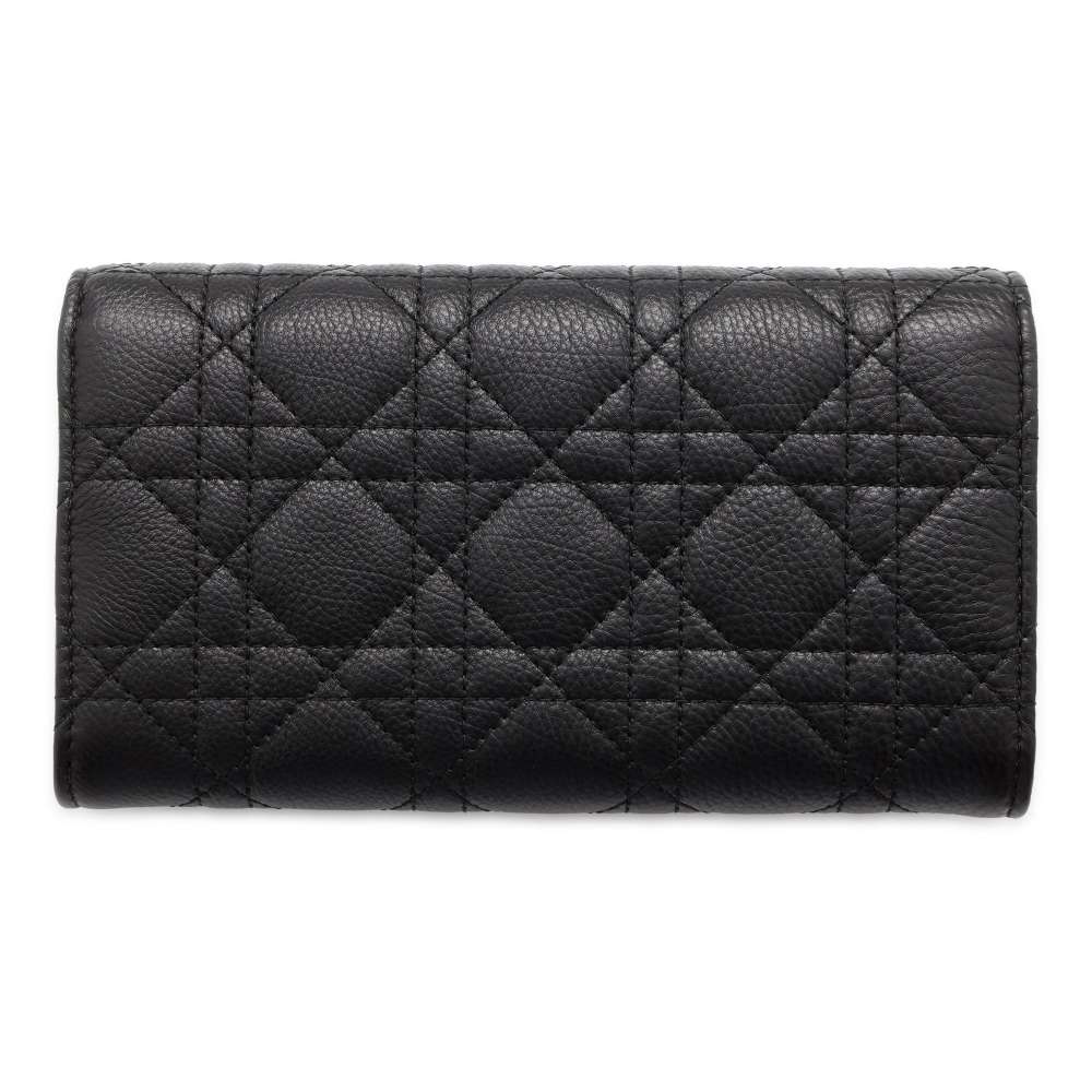 Dior Caro Long Flap Wallet Black S5039UWHC Leather