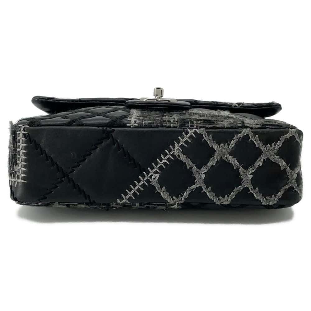 CHANEL CC Logo Patchwork ChainShoulder Bag Black/Gray Lambskin Tweed