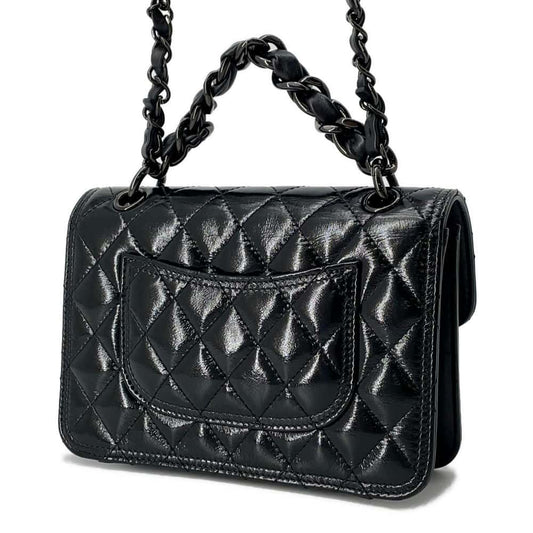 CHANEL Matelasse Shoulder Bag Black AS4051 Shiny Calf Leather Size 20