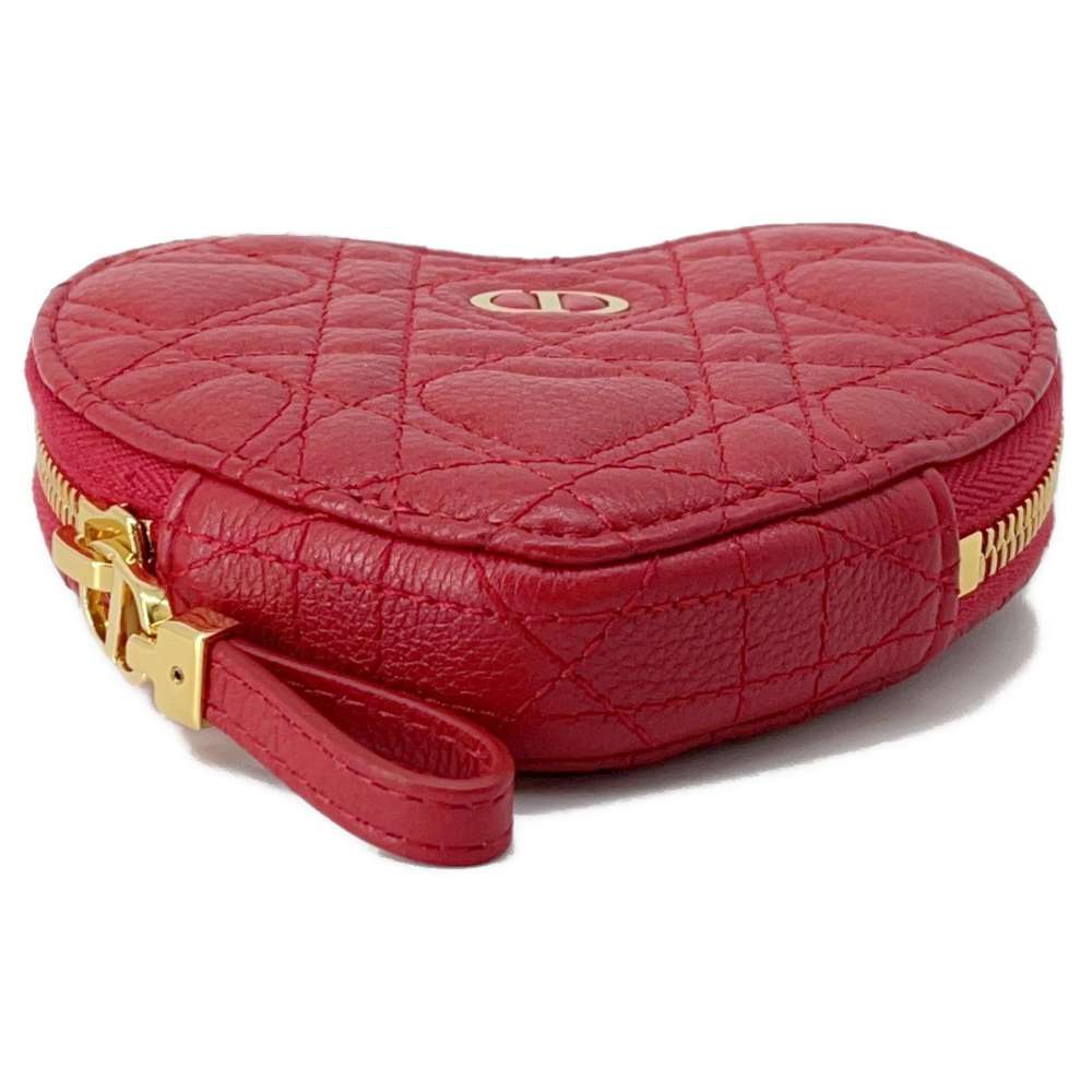Dior Caro Chain heart pouch Red S5097UNID Calf Leather