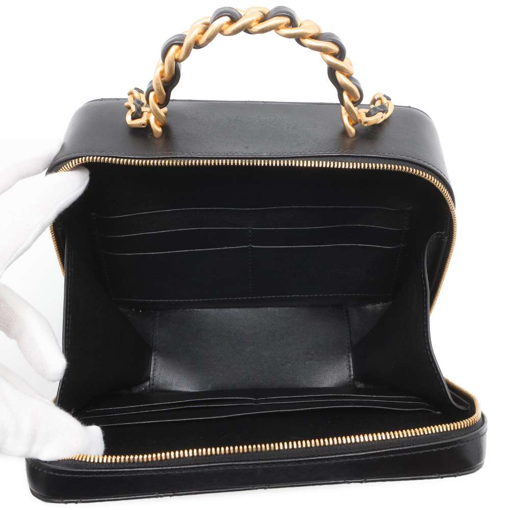 CHANEL Vanity Top Handle ChainShoulder Bag Black AS3319 Lambskin