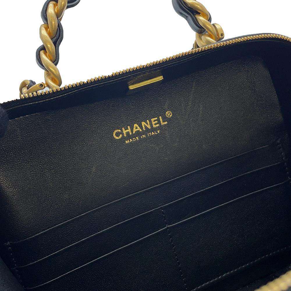 CHANEL Vanity Top Handle ChainShoulder Bag Black AS3319 Lambskin