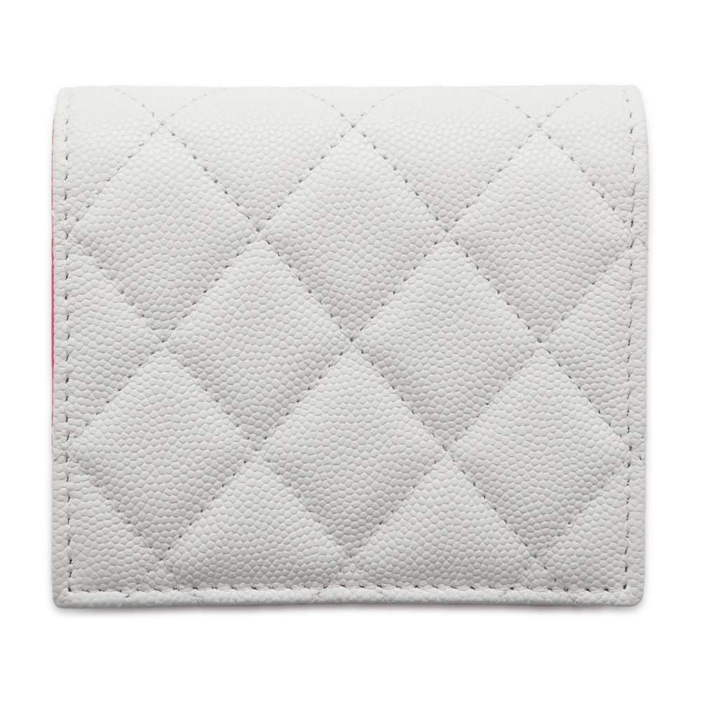 CHANEL Matelasse Bifold Wallet Small Wallet White AP3055 Caviar Leather