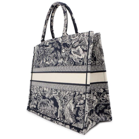 Dior Book Tote Reverse Toile de Jouy Navy/White M1286ZRGO Canvas Size Large
