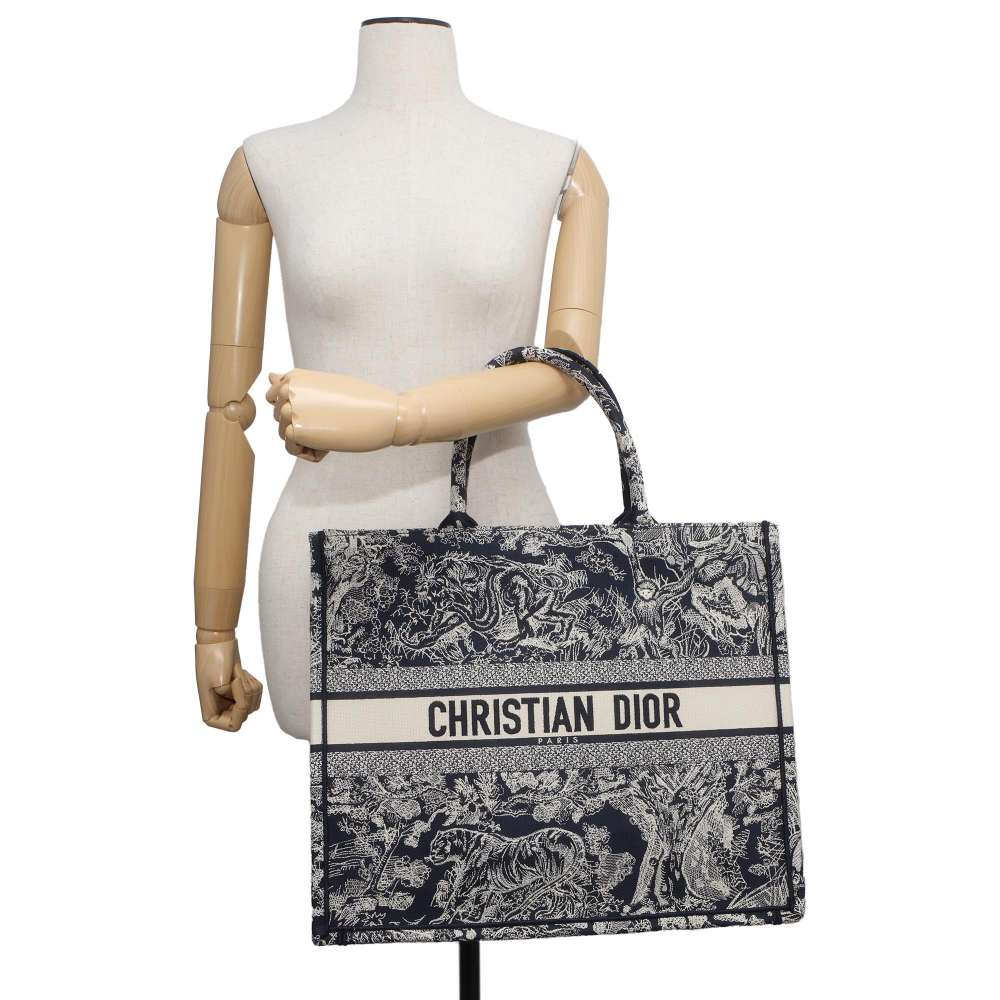 Dior Book Tote Reverse Toile de Jouy Navy/White M1286ZRGO Canvas Size Large