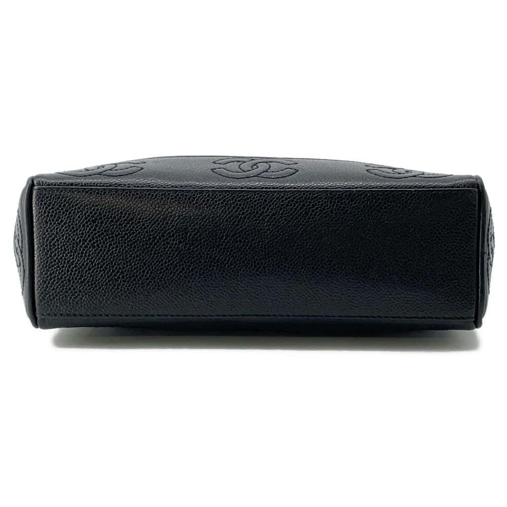 CHANEL Triple Coco Chain Tote Bag Black Caviar Leather