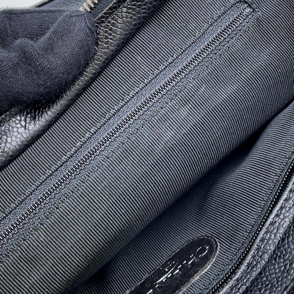 CHANEL Triple Coco Chain Tote Bag Black Caviar Leather