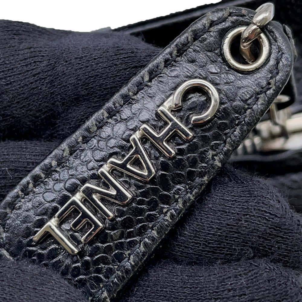 CHANEL Triple Coco Chain Tote Bag Black Caviar Leather