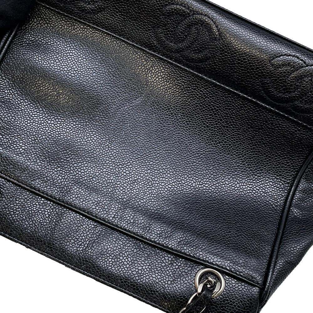 CHANEL Triple Coco Chain Tote Bag Black Caviar Leather