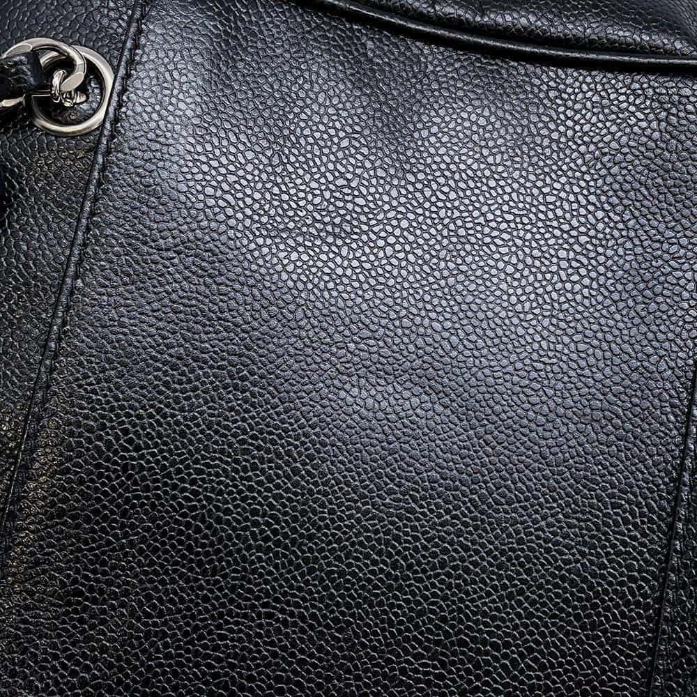 CHANEL Triple Coco Chain Tote Bag Black Caviar Leather