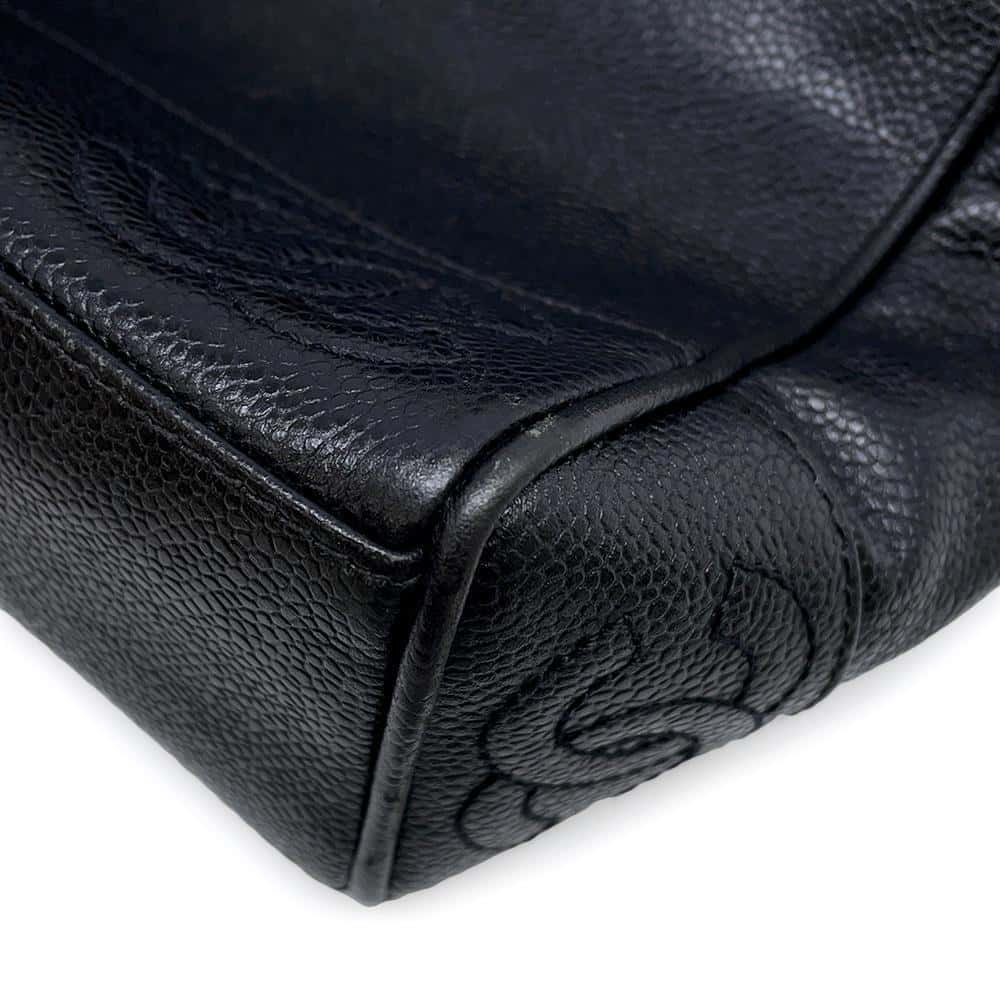 CHANEL Triple Coco Chain Tote Bag Black Caviar Leather