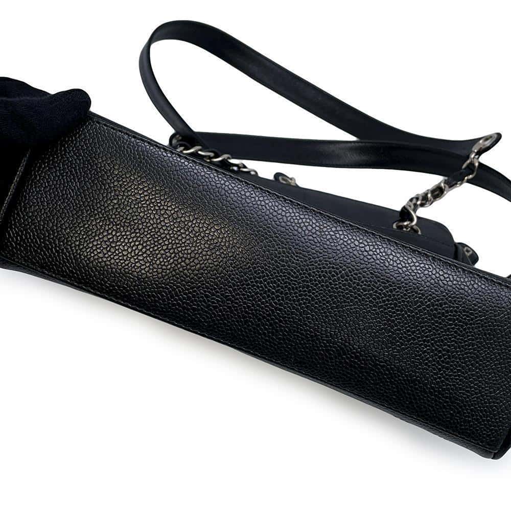 CHANEL Triple Coco Chain Tote Bag Black Caviar Leather