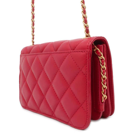 CHANEL Matelasse Full Flap ChainShoulder Bag Red AS0148 Lambskin