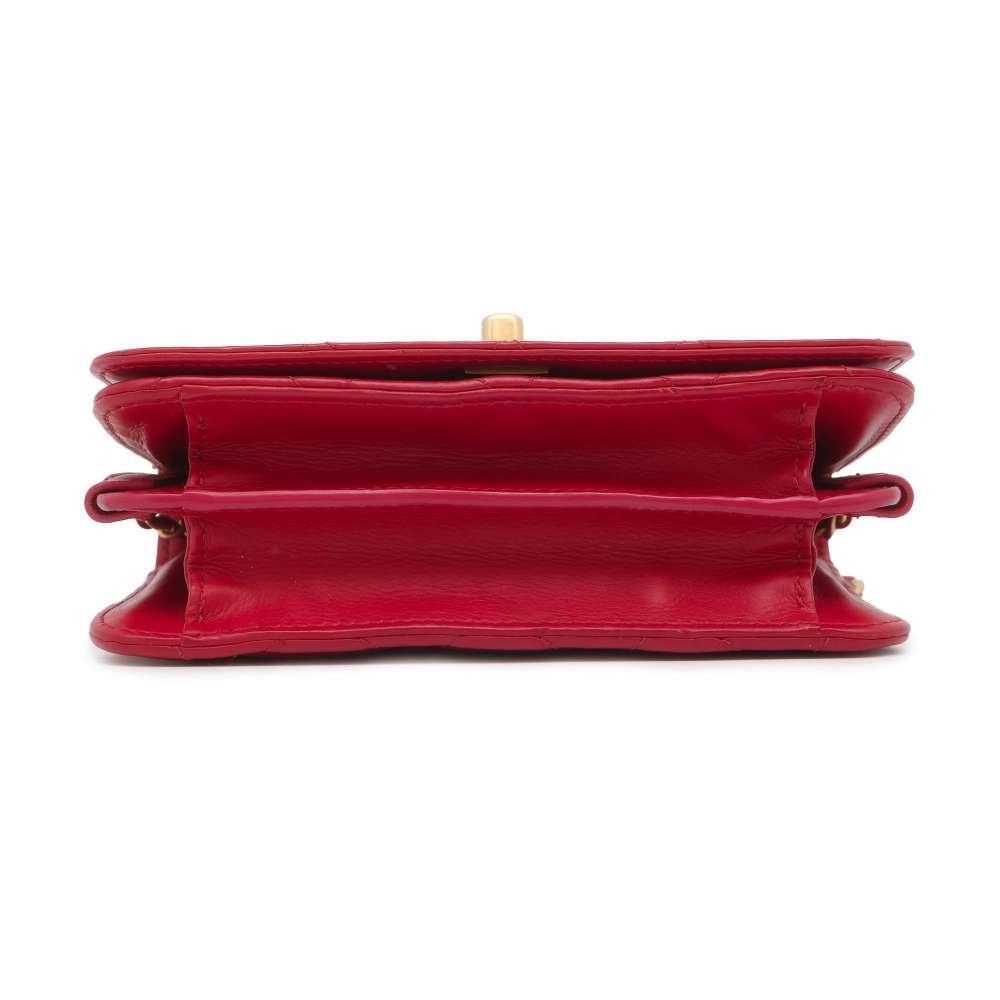 CHANEL Matelasse Full Flap ChainShoulder Bag Red AS0148 Lambskin